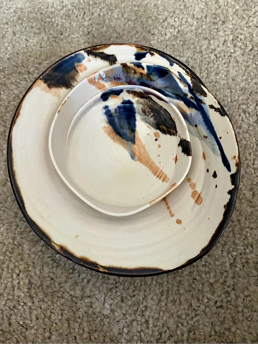 Teri Paul - Clay Art Pottery Bread/Spread Or Chip-n-dip Bowl - 8" signed